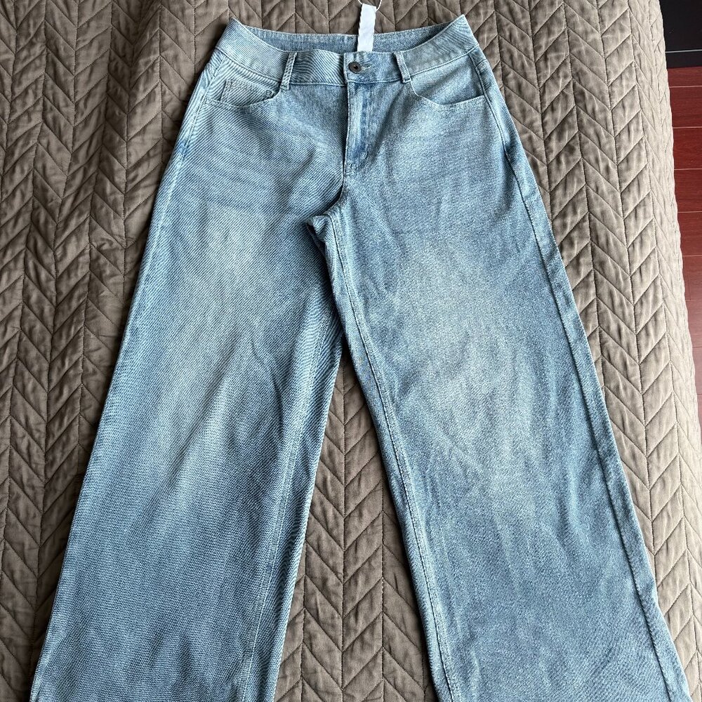Halara Flex™ Low Rise Zipper Pockets Washed Baggy Wide Leg Casual Jeans